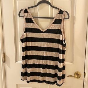 Anthropologie Bordeaux Black and tan stripped  tank top